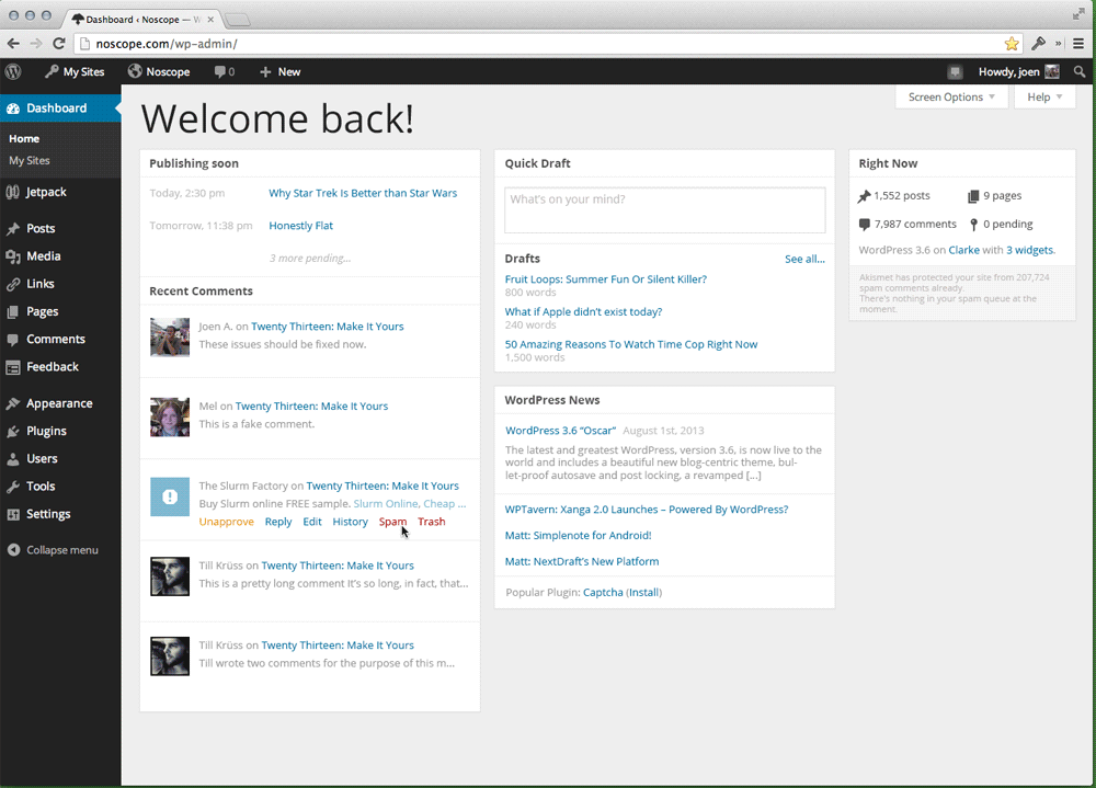 wordpress 3.8后台UI